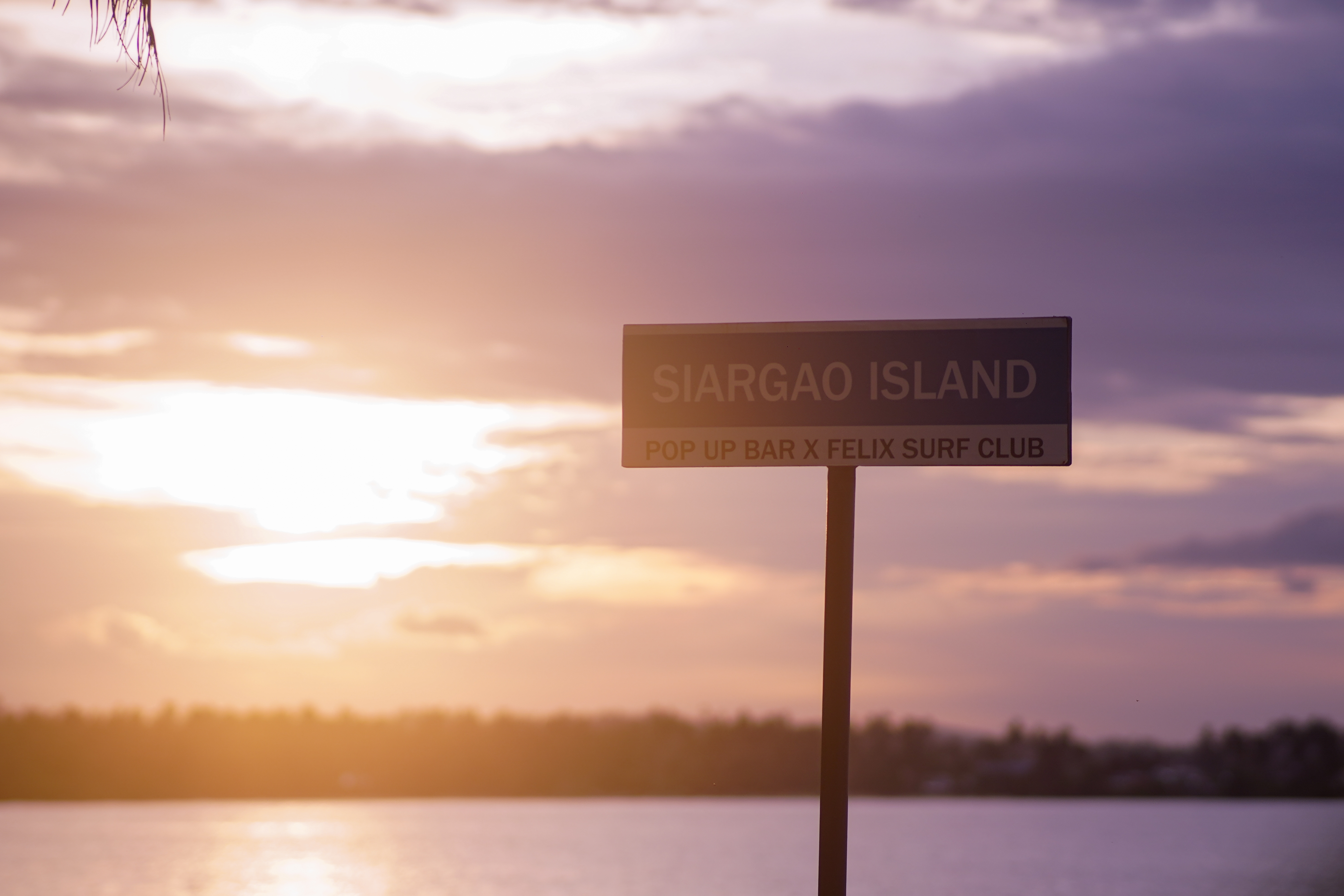 Siargao sign at sunset